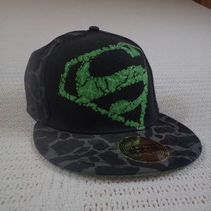 Superman Flatbill Flex Hat with Green Superman Symbol
